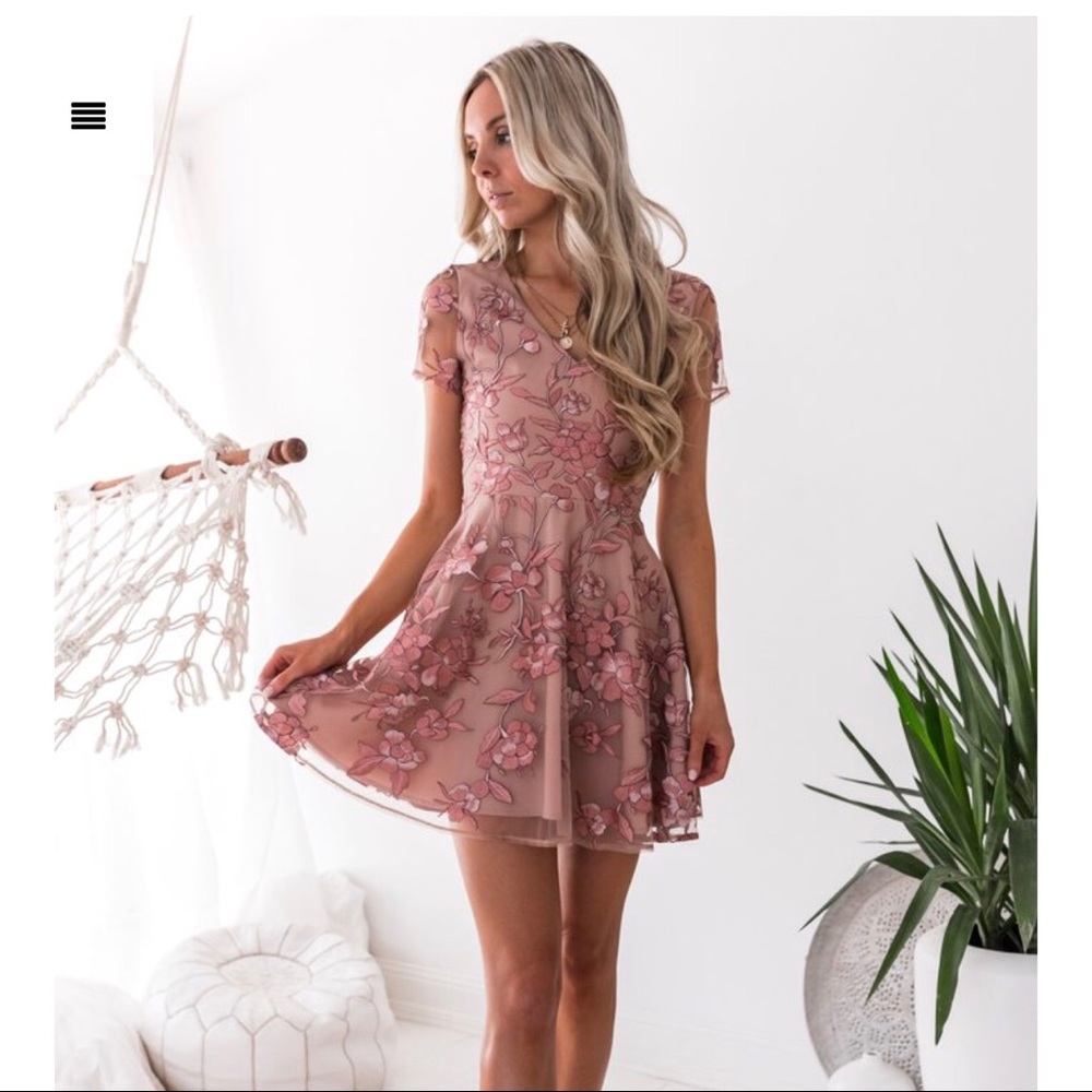 Pink Lace back Showpo dress